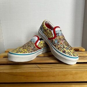 Where’s Waldo Vans Kids Colorful Slip-On Sneakers